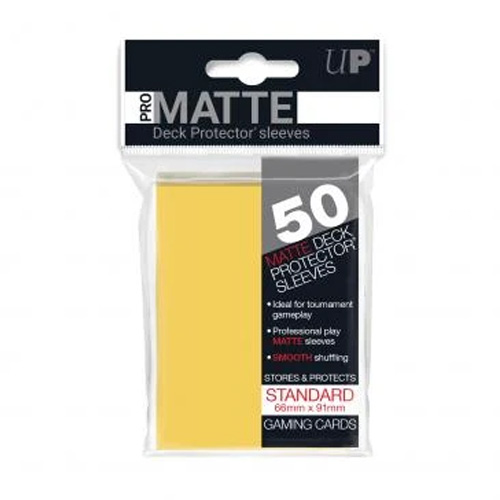 ultra-pro-50ct-pro-matte-standard-deck-protectors-yellow-1-3 Ultra Pro 50ct Pro-Matte Standard Deck Protectors (Yellow) - Image 1