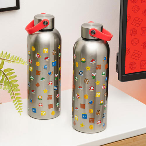 Paladone Super Mario – Metal Water Bottle With Carry Loop