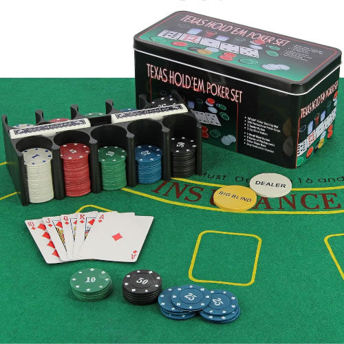 Texas Hold’em Poker Set 200pcs Casino Chips with Playing Cards