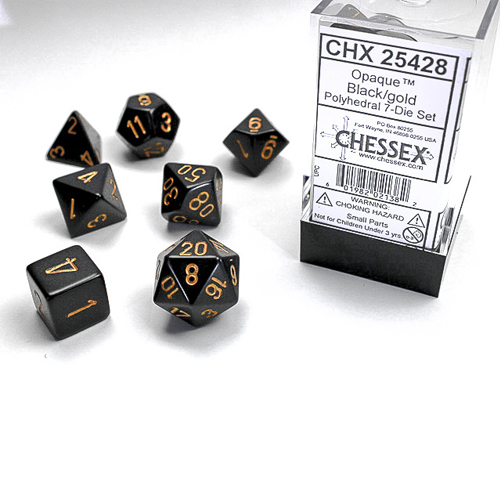 Chessex Dice Black/Gold Set of 7 (25428)