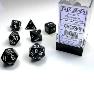 Chessex Dice Black/White Set of 7 (25408)