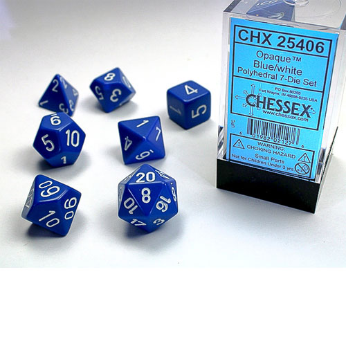 Chessex Dice Blue/White Set of 7 (25406)