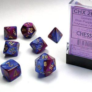 Chessex Dice Gemini Blue-Purple/Gold Set of 7 (26428)