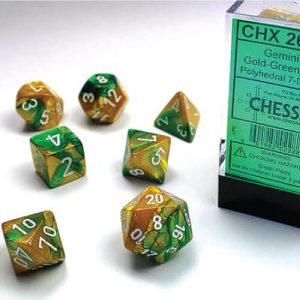 Chessex Dice Gemini Gold-Green/White Set of 7 (26425)