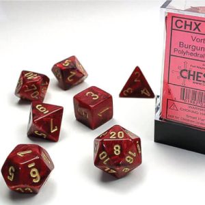 Chessex Dice Vortex Burgundy/Gold Set of 7 (27434)