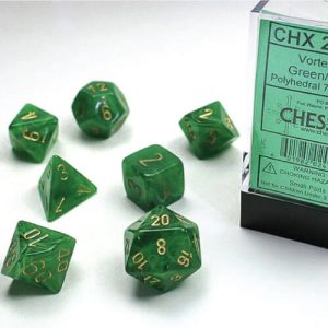 Chessex Dice Vortex Green/Gold Set of 7 (27435)