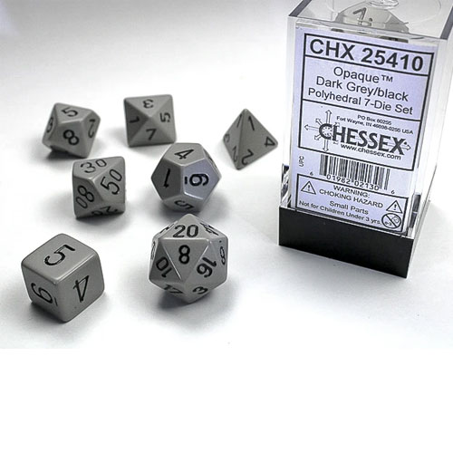 Chessex Dice Grey/Black Set of 7 (25410)