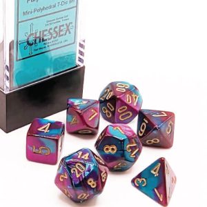 Chessex Mini Dice Gemini Purple-Teal/Gold Set of 7 (20649)