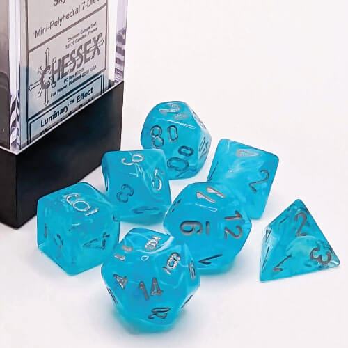 Chessex Mini Dice Luminary Sky/Silver Set of 7 (20566)