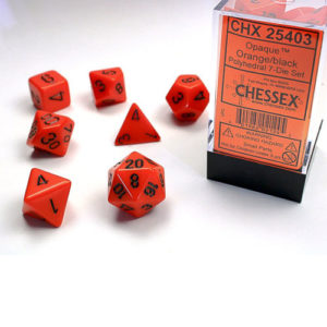 Chessex Dice Orange/Black Set of 7 (25403)