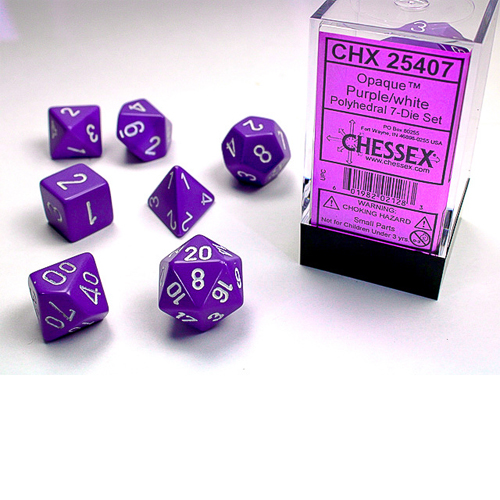 Chessex Dice Purple/White Set of 7 (25407)