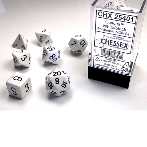 Chessex Dice White/Black Set of 7 (25401)