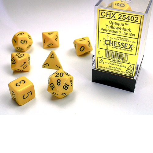 Chessex Dice Yellow/Black Set of 7 (25402)