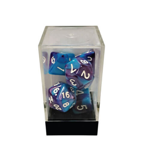 Dual Blue-Purple/White Polyhedral 7-Die Set