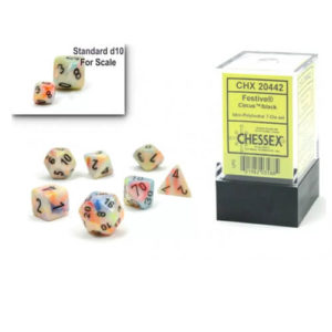 Chessex Mini Dice Festive Circus/Black Set of 7 (20442)