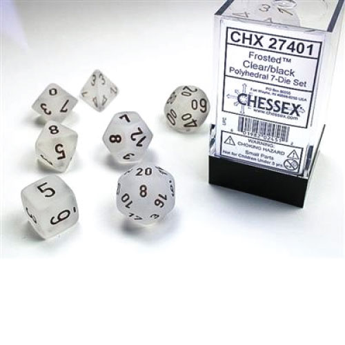 Frosted Clear/Black Polyhedral 7-Die Set