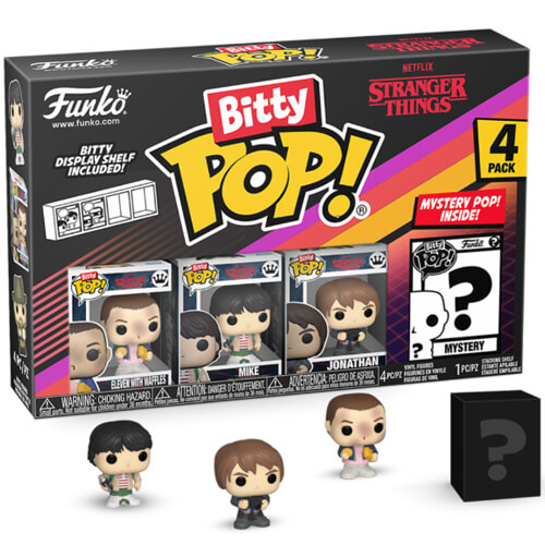 Funko Bitty Pop! 4-Pack: Stranger Things – Eleven with Waffles, Mike, Jonathan, Mystery Pop! Vinyl Figures