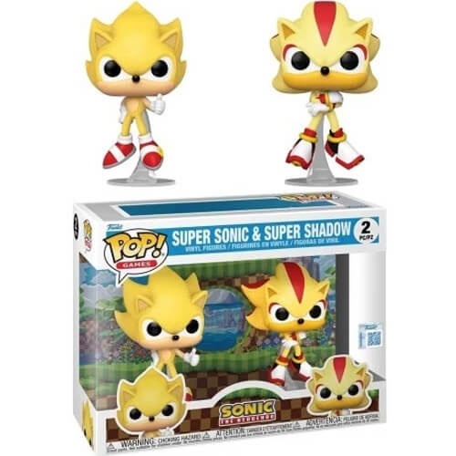 Funko Pop! 2-Pack: Sonic The Hedgehog – Super Sonic & Shadow (Flocked) (Special Edition)