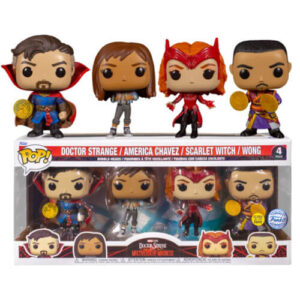 Funko Pop! 4-Pack Marvel: Doctor Strange in the Multiverse of Madness – Doctor Strange / America Chavez / Scarlet Witch / Wong (Glows in the Dark) (Special Edition) Bobble-Head