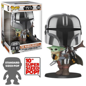 Funko POP! StarWars: Mandalorian with Child (with Chrome Armour) (25cm) #380 Bobble-Head