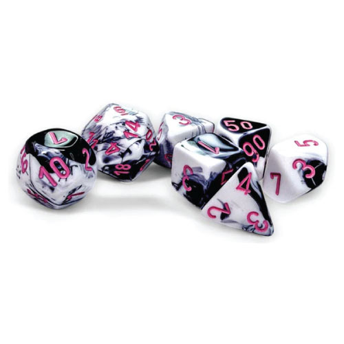 Gemini Black-White/Pink Polyhedral 7-Die Set