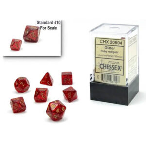 Chessex Mini Dice Glitter Ruby/Gold Set of 7 (20504)