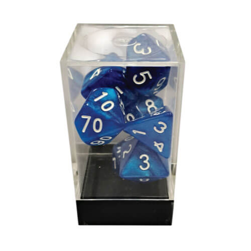 Marble Blue/White Polyhedral 7-Die Set