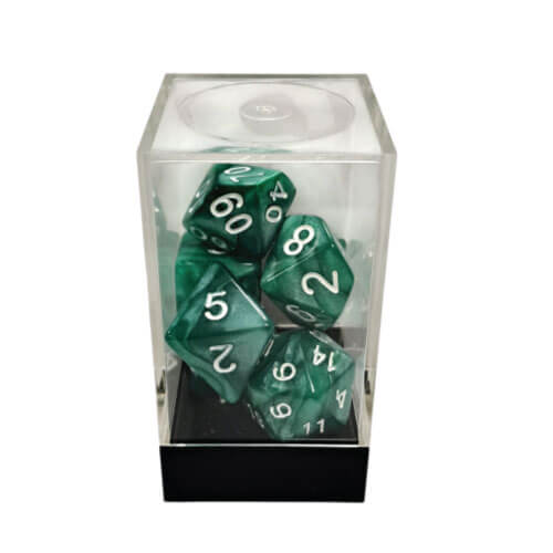 Marble Green/White Polyhedral 7-Die Set