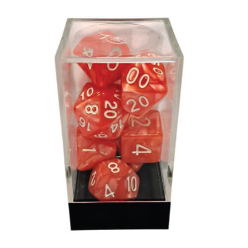 Marble Orange/White Polyhedral 7-Die Set
