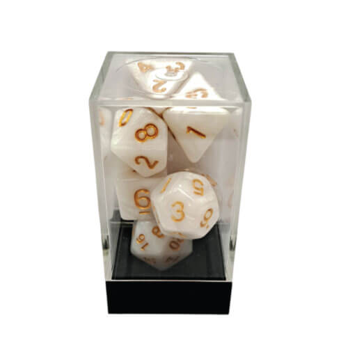 Marble White/Gold Polyhedral 7-Die Set