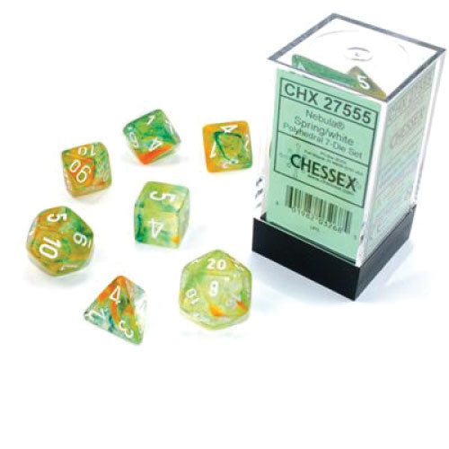 Nebula Luminary Spring/White Polyhedral 7-Die Set
