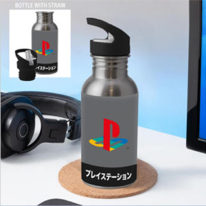 Paladone Playstation: Heritage – Metal Water Bottle with Straw