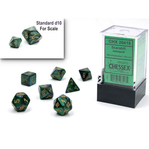 Chessex Mini Dice Scarab Jade/Gold Set of 7 (20415) Chessex Mini Dice Scarab Jade/Gold Set of 7 (20415)