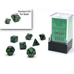 Chessex Mini Dice Scarab Jade/Gold Set of 7 (20415)