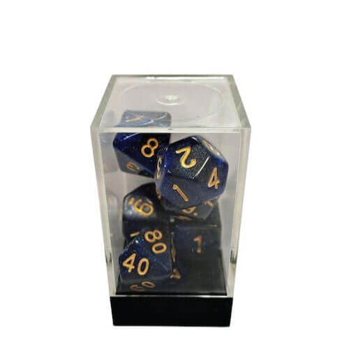 Dual Blue-Black/Gold Polyhedral 7-Die Set