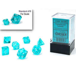 Chessex Mini Dice Translucent Teal/White Set of 7 (20385)